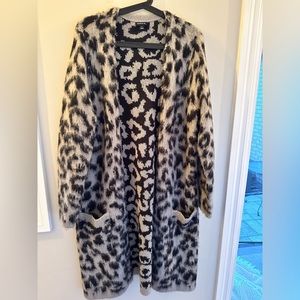 Grey leopard print cardigan
